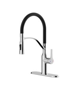 Kitchen Faucet - Retactable - Meda - Black/Chrome