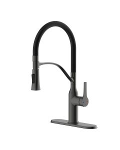 Kitchen Faucet - Retactable - Meda - Black/Satin Chrome