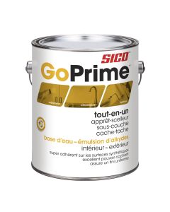 GoPrime Primer-Sealer Undercoater Stain Killer  - All-in-One - Water-Based - Alkyd Emulsion - Interior - Exterior - White - 3.78 l
